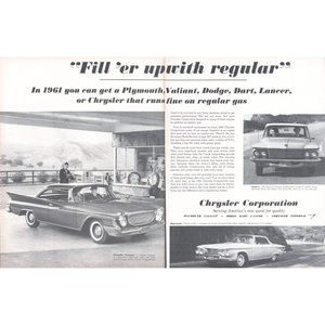 1961 Chrysler Newport Plymouth Valiant Dodge Lancer 2 Page Vintage Print Ad 60s